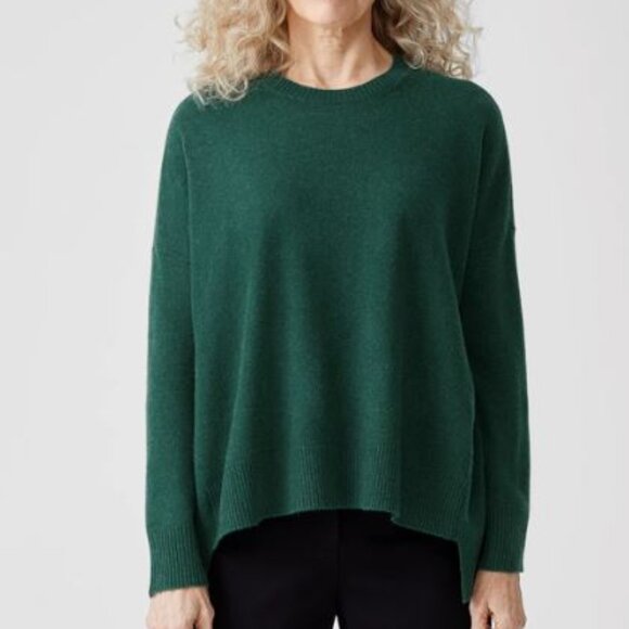 NWOT Like New Eileen Fisher Cashmere Evergreen Lofty Crew Sweater Size XXS/XS - Picture 1 of 9